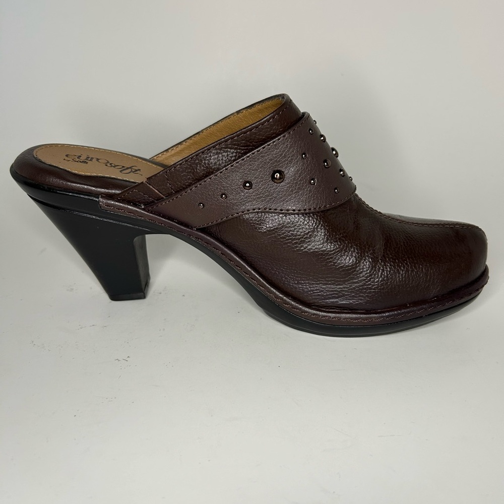 Eurosoft Leather Studded Brown Slip On Clog Size 7.5 - Picture 4 of 10